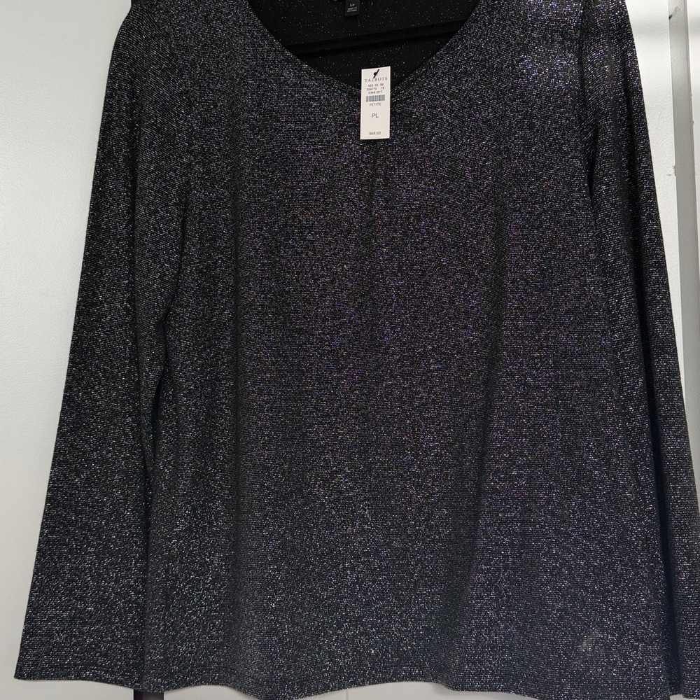 Talbots Black Shimmer Long Sleeve Top